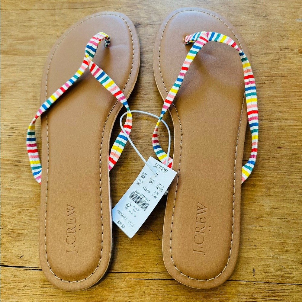 NWT - J.Crew Tan Sandals with Striped Straps